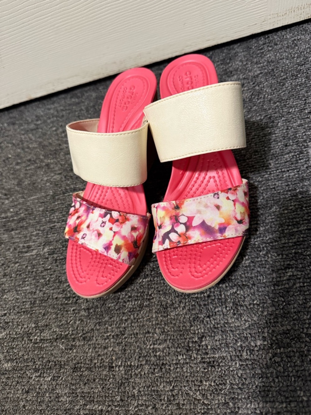 CROCS Pink Dual Comfort Slide Sandals